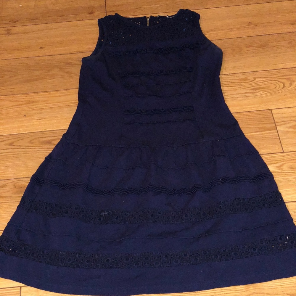 Navy Blue laser- cut a-line dress
